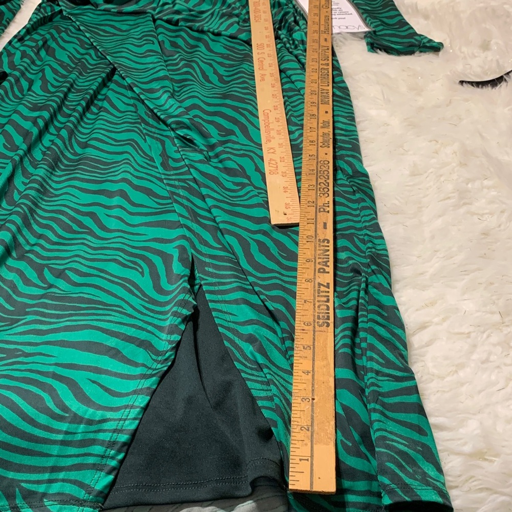 Green Zebra Print Wrap Dress - Picture 12 of 14